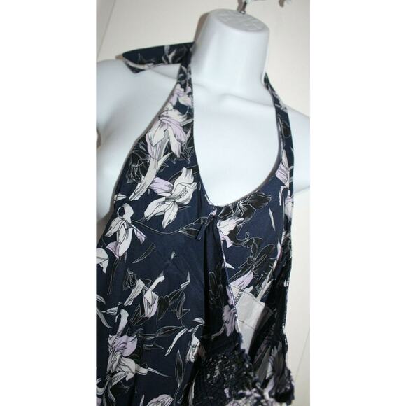 Athleta Halter Tie Top Sleeveless Blue Floral Dress Size Women's 2 - Picture 7 of 7